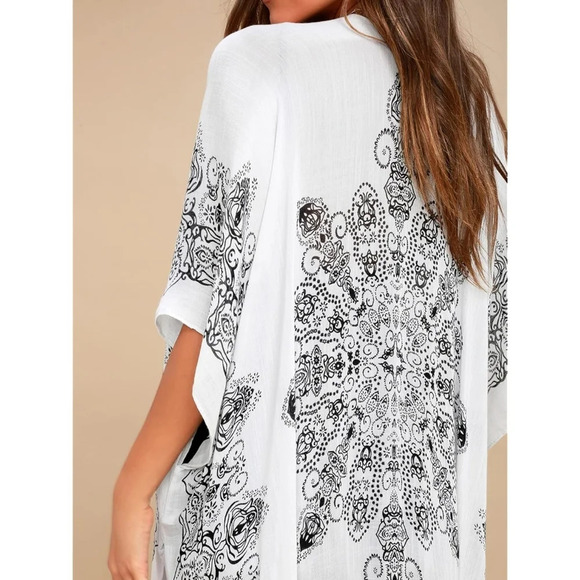 Moss Rose Beach Cover Up Swimsuit Kimono Boho Floral Print Resortwear One Size - Picture 4 of 12